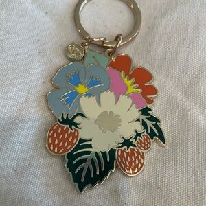 Rifle & Co Floral Enamel Keychain with Gold Accents